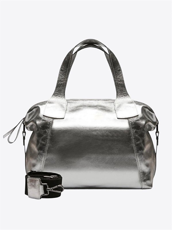 Bolsa Jade em couro Ônix metalizado