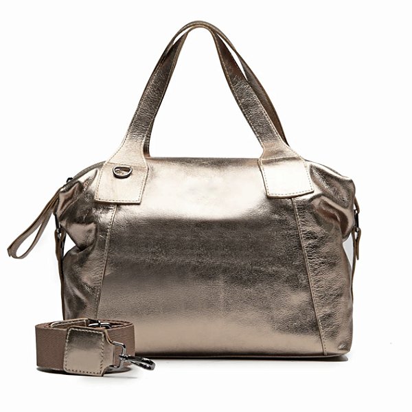 Bolsa Jade couro ouro metalizado