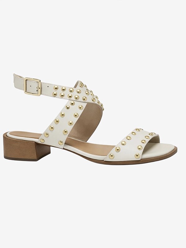 Sandália salto madeira spikes off white