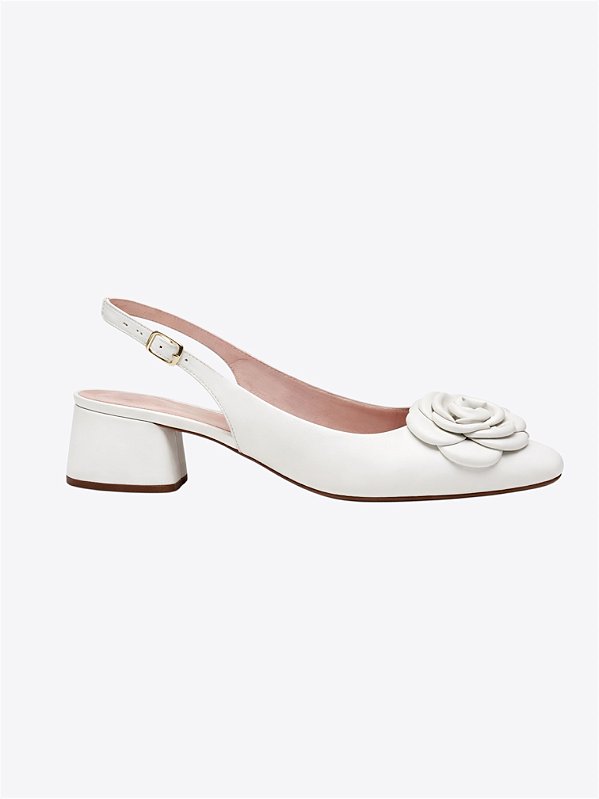 Chanel salto flor off white