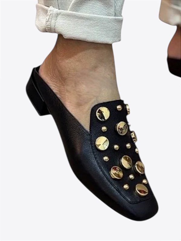 Mule preto spikes ouro