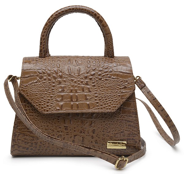 Bolsa Lapela croco caramelo