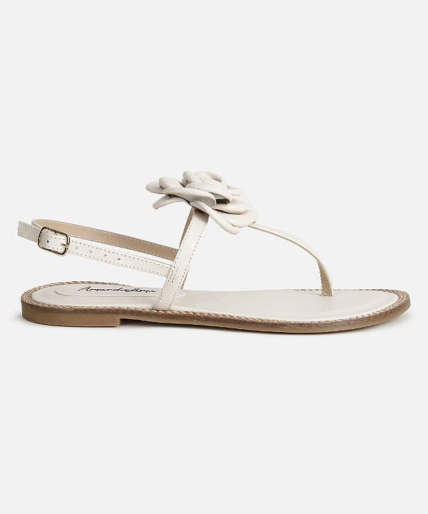 Rasteira flor off white