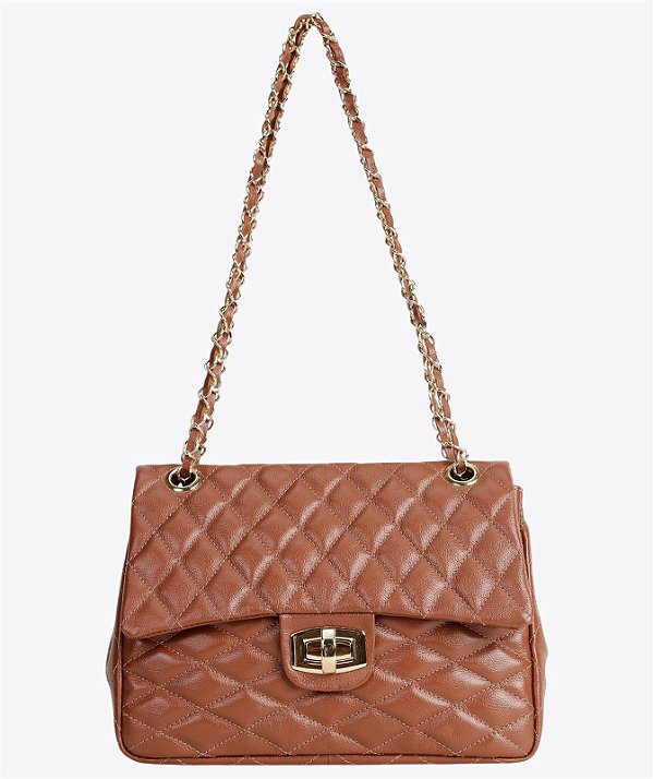 Bolsa chanel M couro terracota