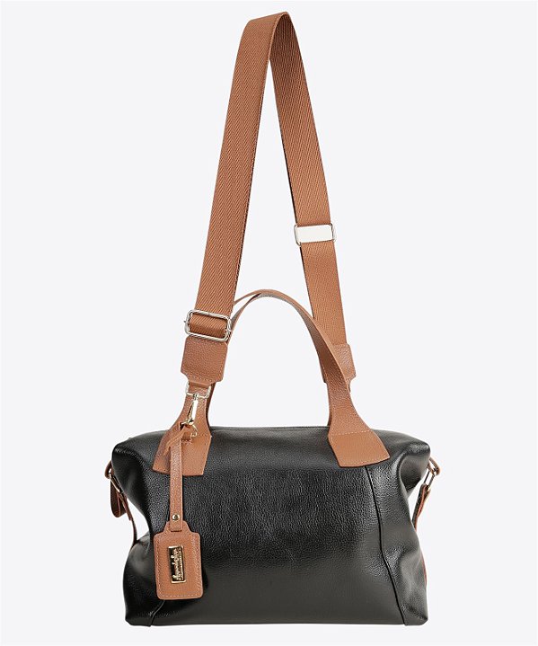 Bolsa Jade couro Preto/Caramelo