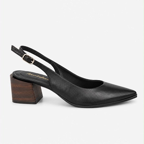 Slingback madeira preto