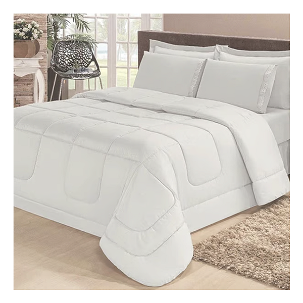 Cobreleito Solteiro Matelassado Percal 180 Fios Quality 50% Algodão/50% Poliester Branco 1,60X2,40m