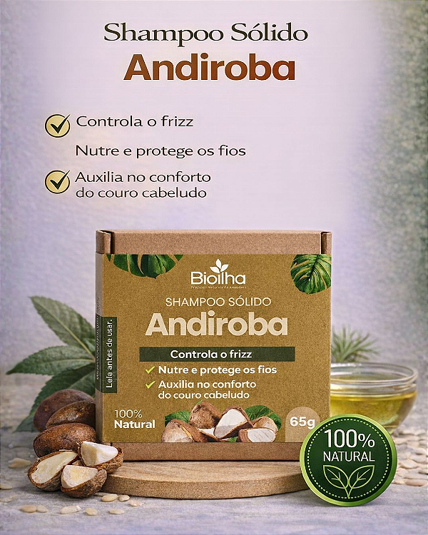 Shampoo sólido de andiroba 65g (Andiroba Solid Shampoo 65g)