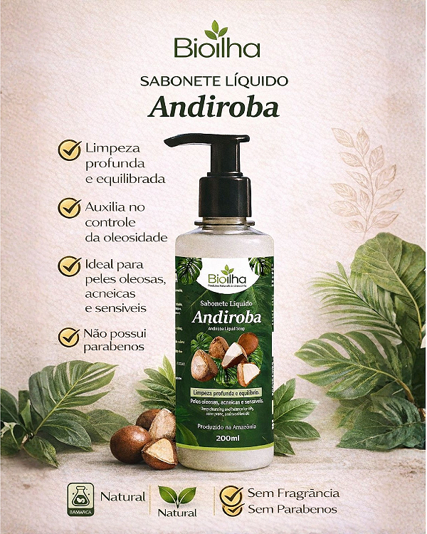 Sabonete Líquido de Andiroba 200ml (Andiroba Liquid Soap 200ml)