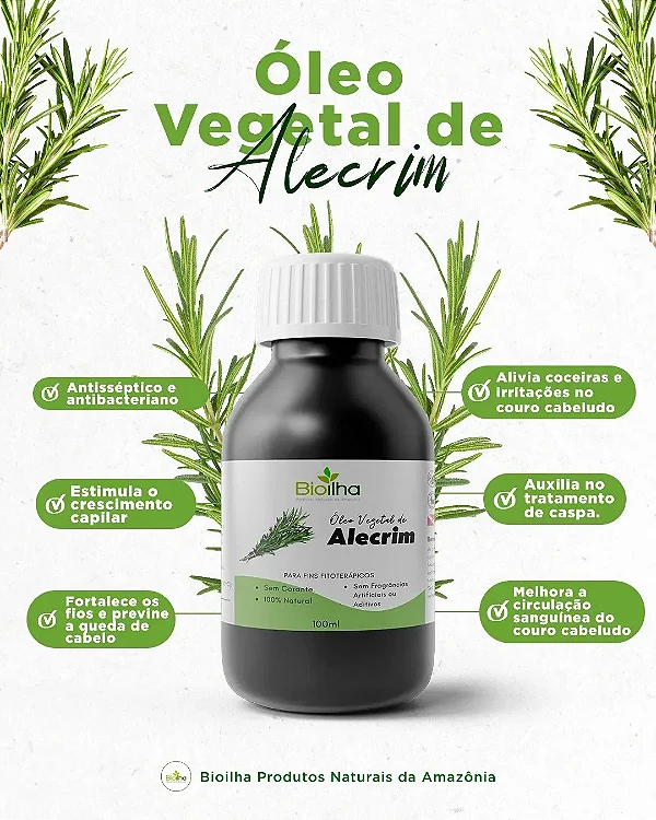 Óleo Vegetal de Alecrim 500 ml (Rosemary Vegetable Oil 500ml)