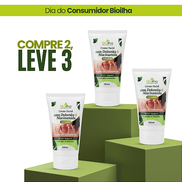 03 Cremes de Dolomita com Niacinamida - Compre 2, Leve 3.