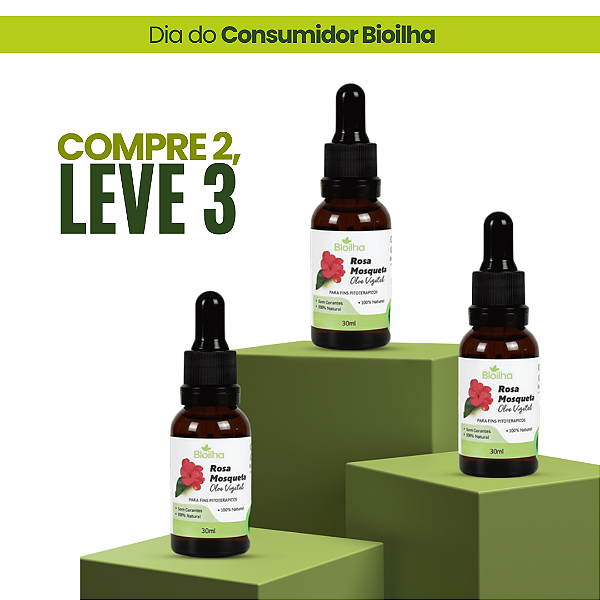 Óleos Vegetais de Rosa Mosqueta 30ml - Compre 2, Leve 3.