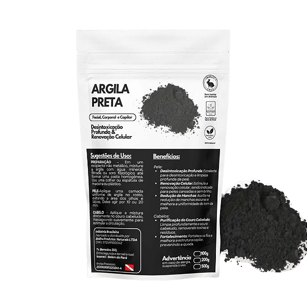 Argila preta em pó 200 g