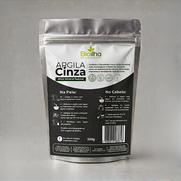 Argila cinza em pó 200 g (Gray Clay Powder 200g)