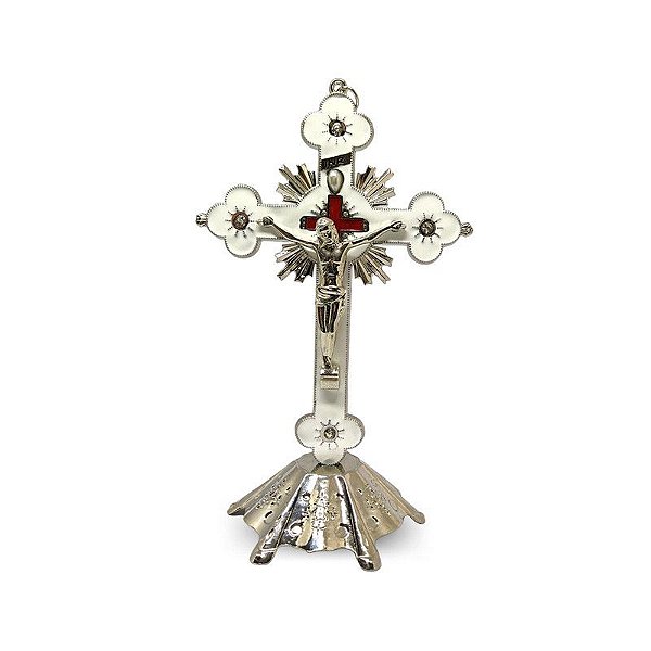 Cruz De Mesa E Parede Prata 17cm