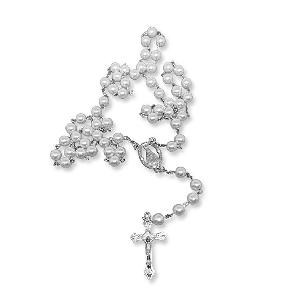 Terço Nossa Senhora Aparecida Pérolas Branco