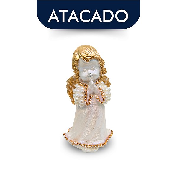 Anjo Rezando Escultura Em Pérola 12cm Atacado
