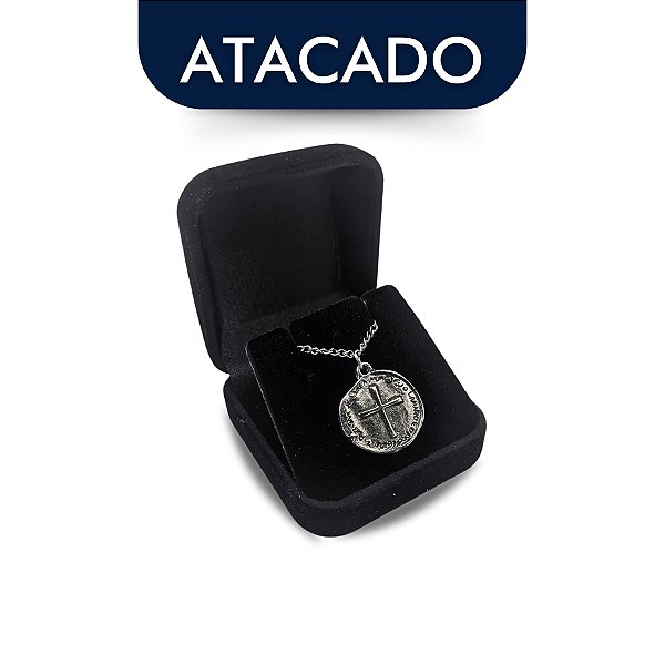 Corrente Medalha Das Duas Cruzes Aço Inox Atacado