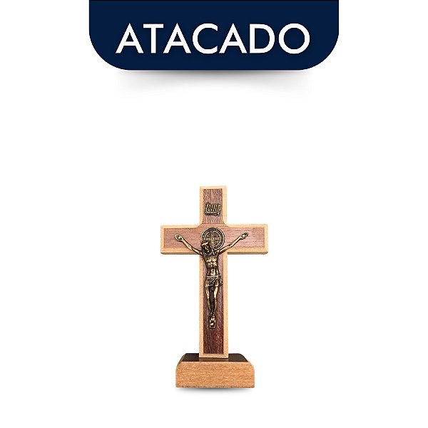 Cruz Madeira Medalha São Bento 13cm Atacado