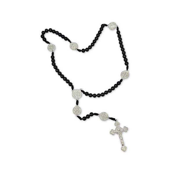 Terço Medalhas De São Bento Acrílico Preto