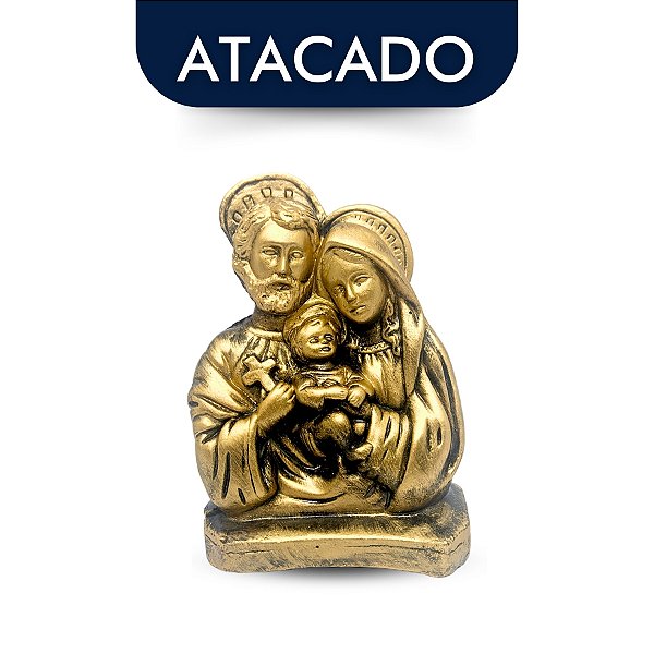 Sagrada Família Dourada Gesso 19cm Atacado