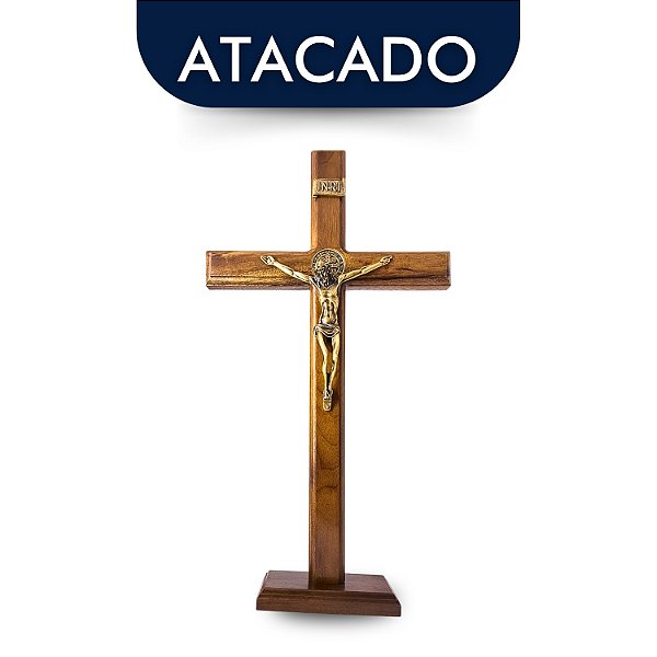 Cruz São Bento Mesa E Parede Maciça 40cm Atacado