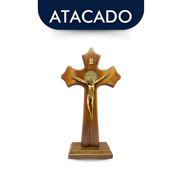 Cruz Crucifixo São Bento Mesa E Parede 26cm Atacado