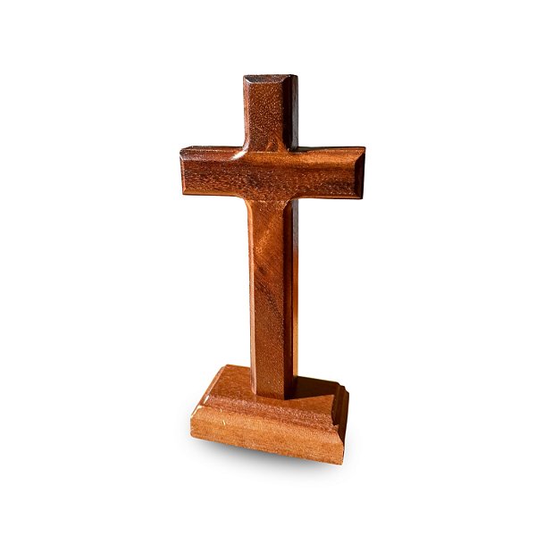 Cruz Madeira Maciça 12cm Mesa Parede