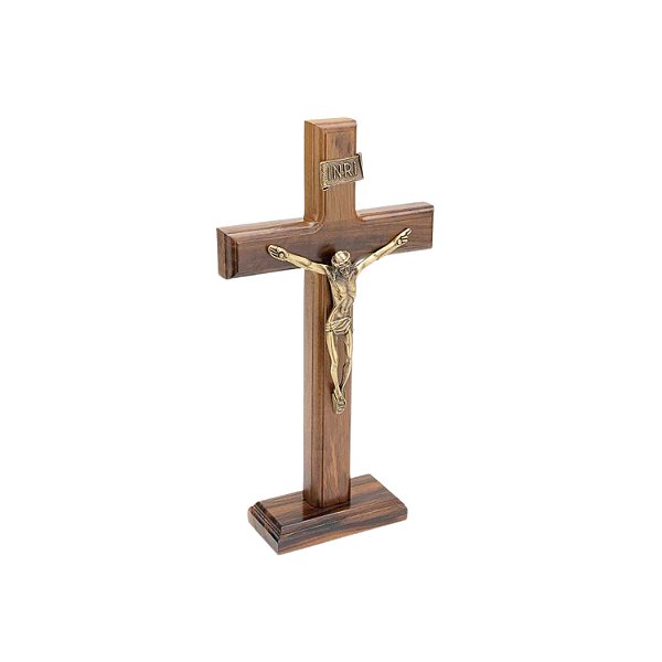 Crucifixo De Mesa E Parede Em Madeira 26cm