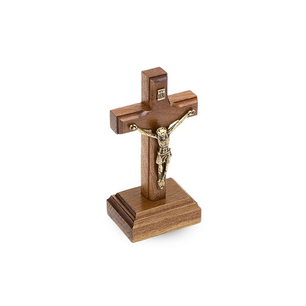 Crucifixo De Mesa Em Madeira Maciça 8,5cm