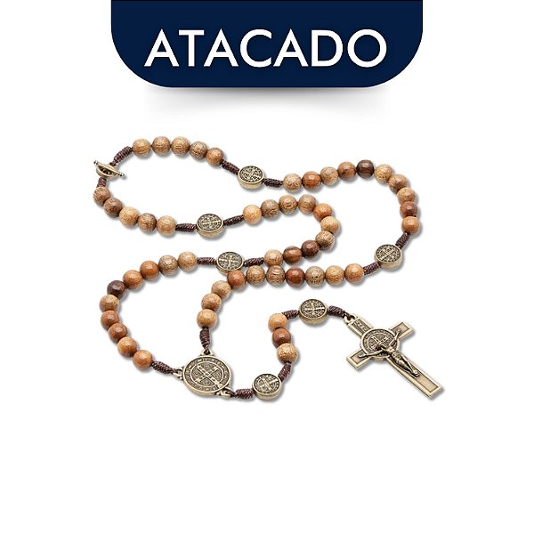 Terço De São Bento De Pescoço Em Madeira Imbuia Atacado
