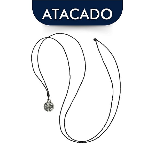 Colar Medalha De São Bento Prateado Pequeno 1cm Atacado
