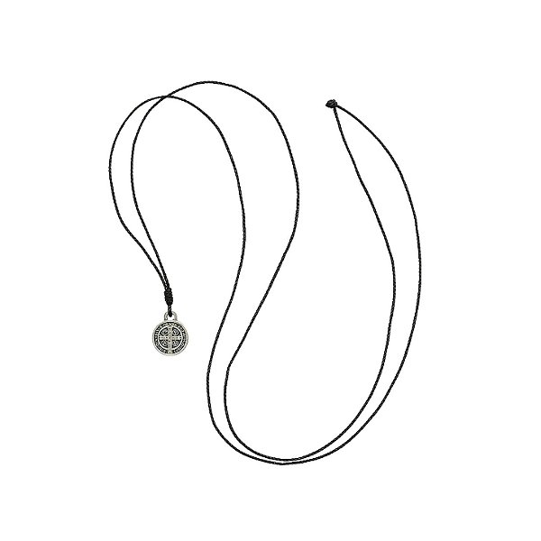 Colar Medalha De São Bento Prateado Pequeno 1cm