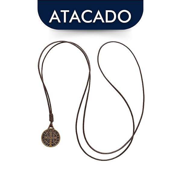Colar Medalha De São Bento Ouro Velho 1,8cm Atacado