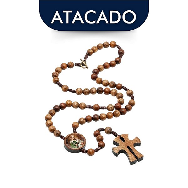 Terço De São José De Pescoço Em Madeira Imbuia Atacado