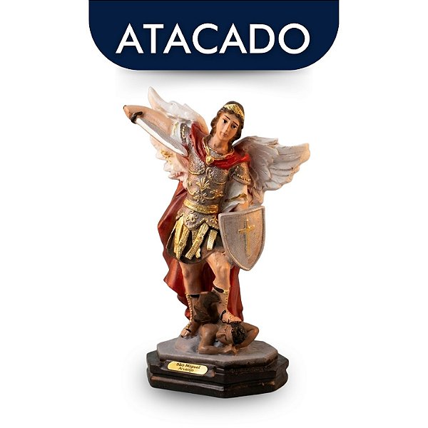 Imagem De São Miguel Arcanjo Em Resina 16cm Colorido Atacado