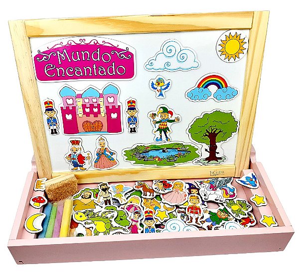 Lousa Infantil Magnética Mundo Encantado Brinquedo Educativo