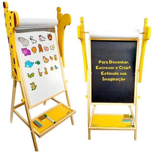 Lousa Infantil Magnética Educativa Régua Crescimento Girafa