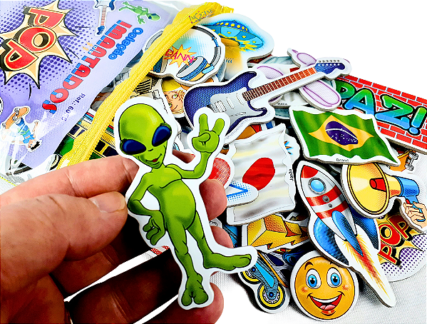 Brinquedo Coleção Imantados Pop Divertidos Para Quadro Lousa Infantil Magnética