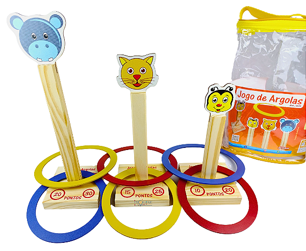 Brinquedo Jogo De Argolas Madeira Infantil Festa Junina Alvo