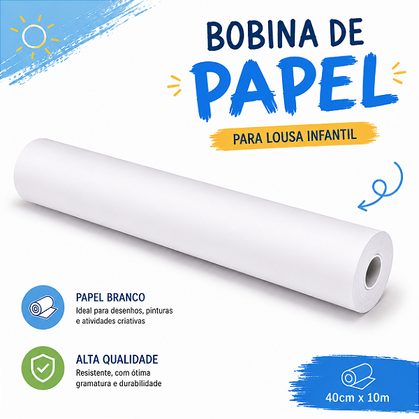 Bobina Papel Para Lousa Infantil Desenho Pintura 40cm X 10m