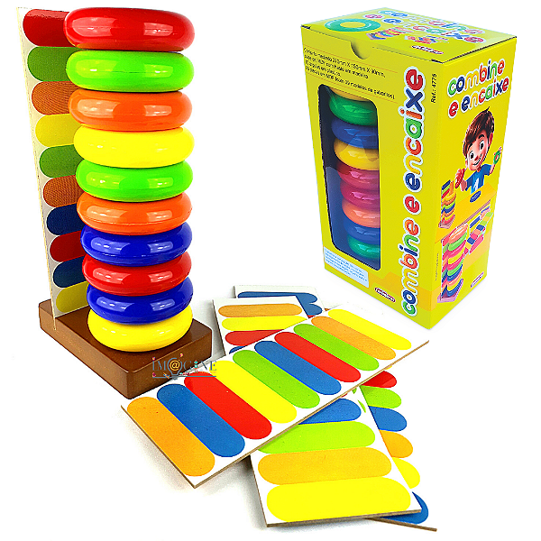 Brinquedo Educativo Pedagógico Raciocínio Combine e Encaixe Argolas