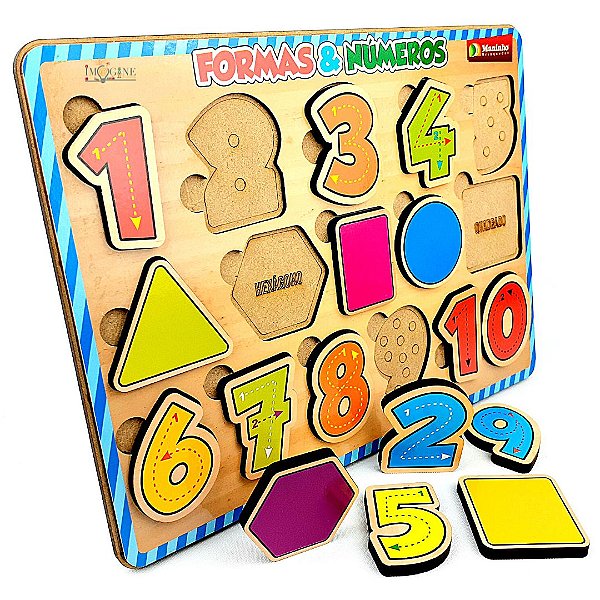 Brinquedo Educativo Números Formas Geométricas Madeira