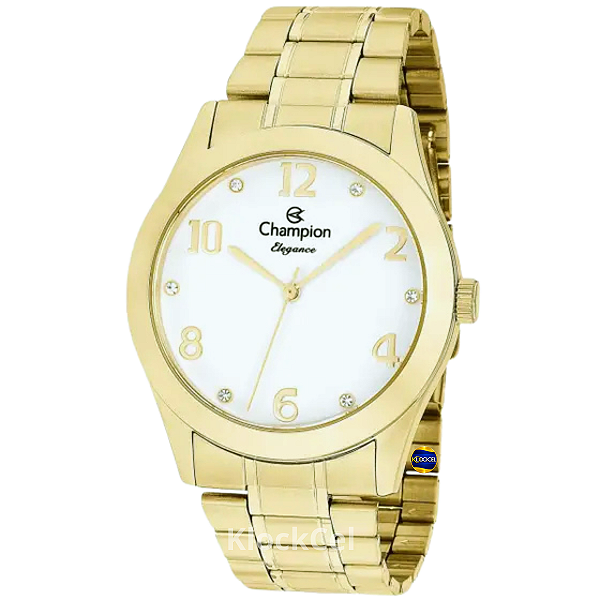 Kit Relógio Feminino Champion Dourado Elegance Analógico com Colar e Brincos CN26242W