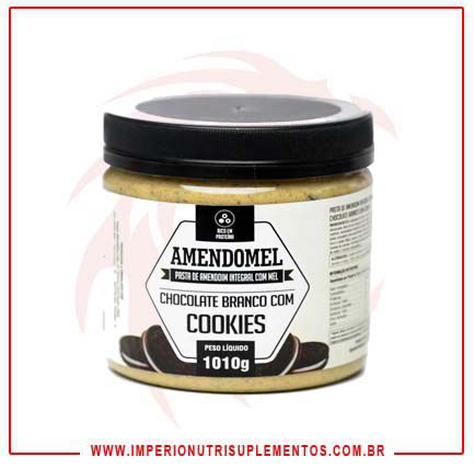 Pasta de Amendoim Amendomel 1Kg Choc Branco com Cookies