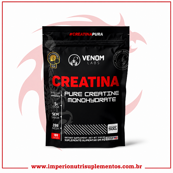 Creatina Monohidratada Pura Venom Labs 500g - Sem Sabor - 166 Doses