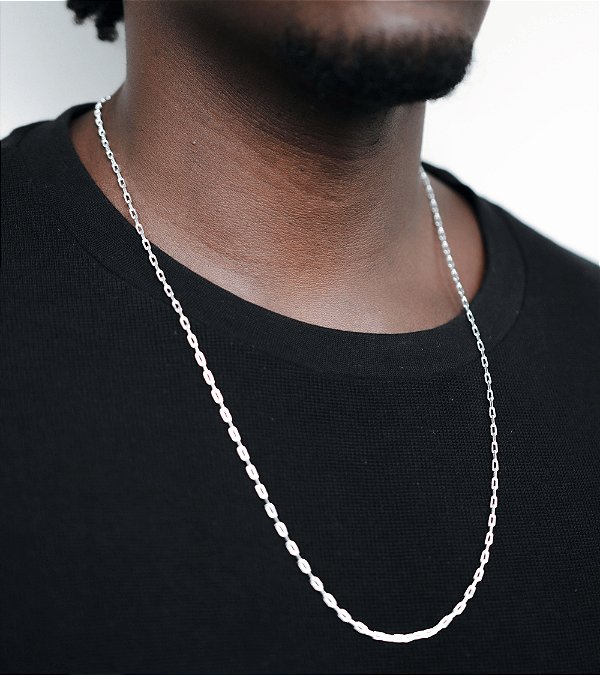 Corrente masculina cartier 70cm banhado a prata