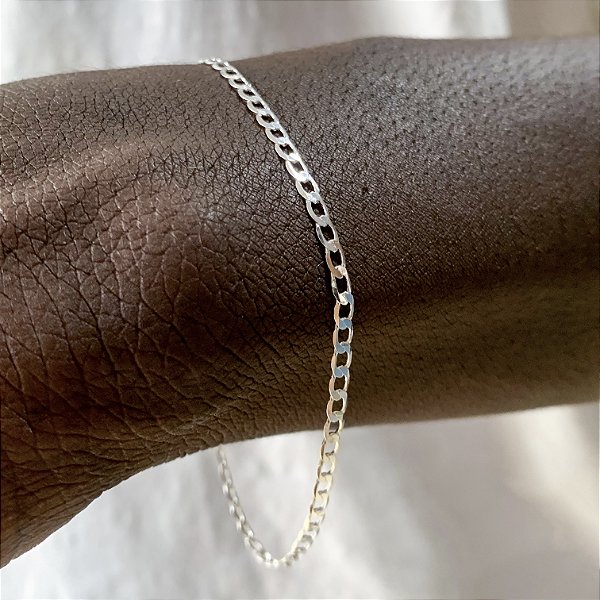 Pulseira masculina corrente grumet banhado a prata
