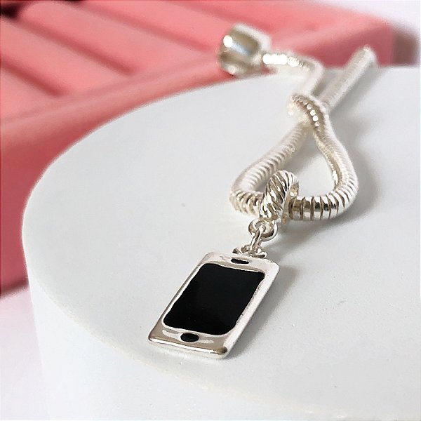 Berloque mini iphone banhado a prata