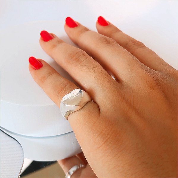 Anel dedinho coração banhado a prata